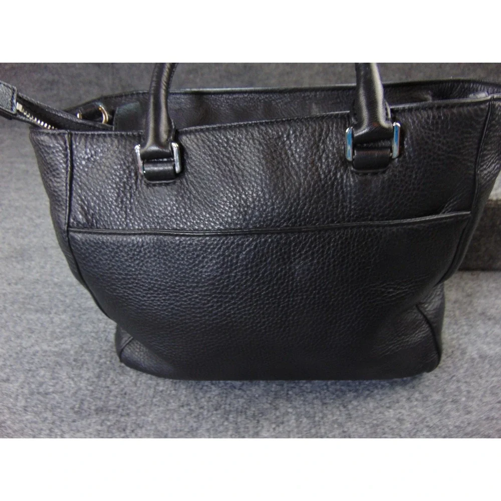 Michael Kors Savannah Satchel Black Pebbled Leather Silver Hardware‎ 38F5YSLT2L